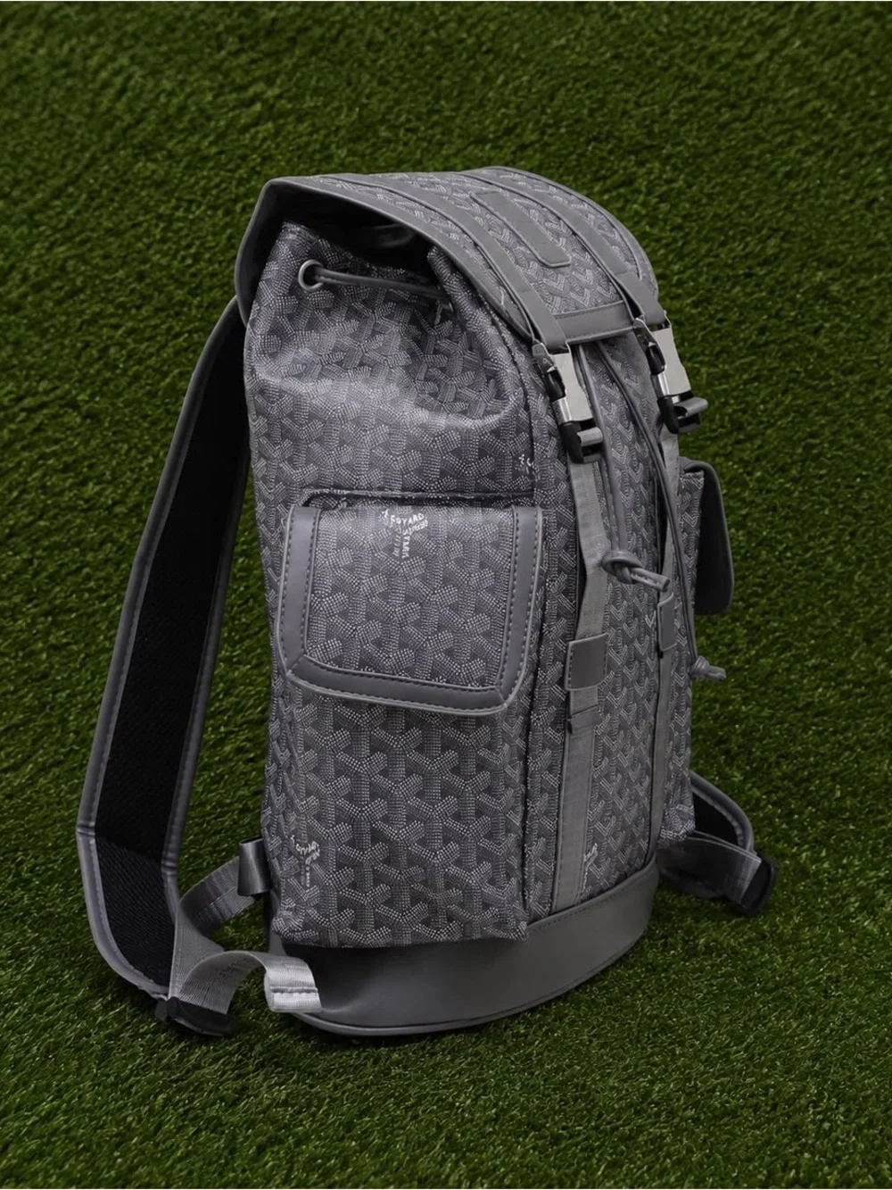 Gray Men's Backpack with Metal Buckles - Unbranded